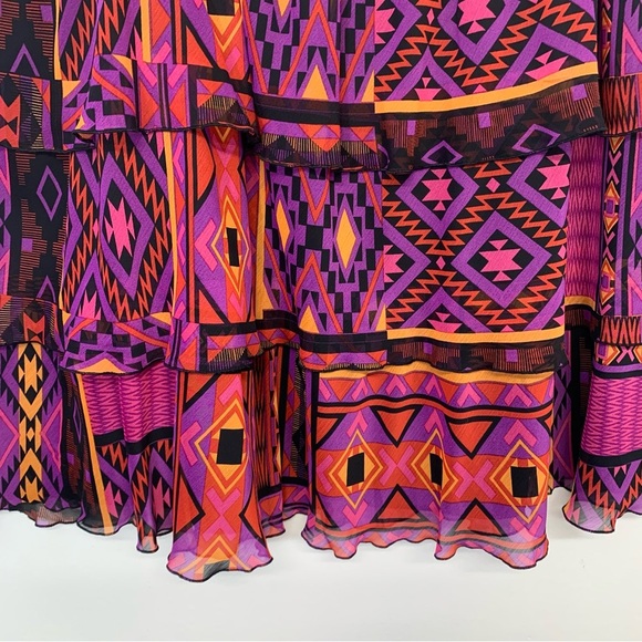 Fashion Bug Skirt 2X  Purple Geometric Tiered Pull On  Knee Length Full Flowy - Picture 3 of 9